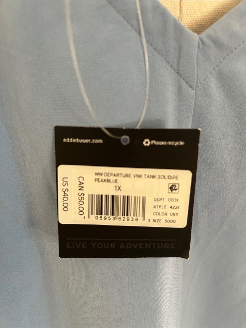 Eddie Bauer Women's Departure V-Neck Tank Top, PeakBlue, Size 1X, NWT - Picture 6 of 9